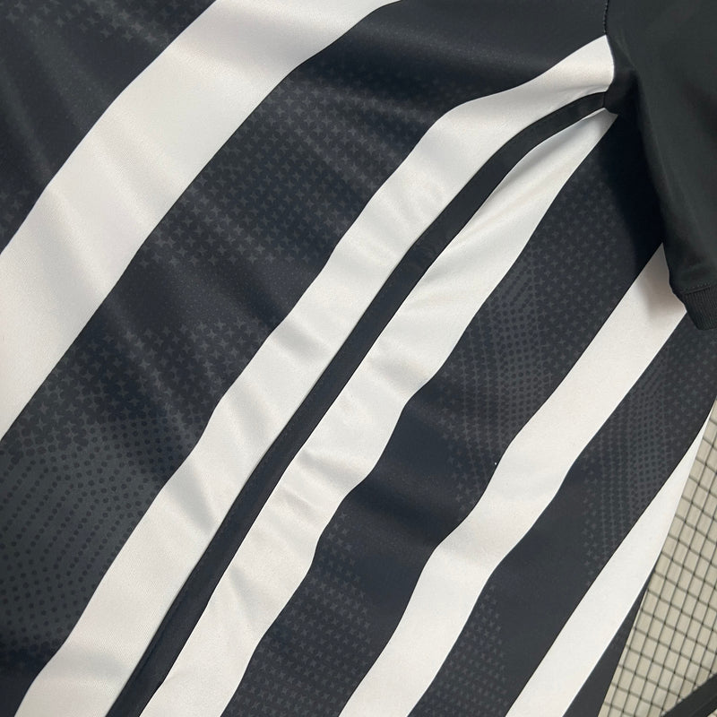 Camisa Atlético Mineiro Casa 24/25 Sem Patrocínios - Versão Torcedor Masculino - Adidas - Preto com Listras Brancas