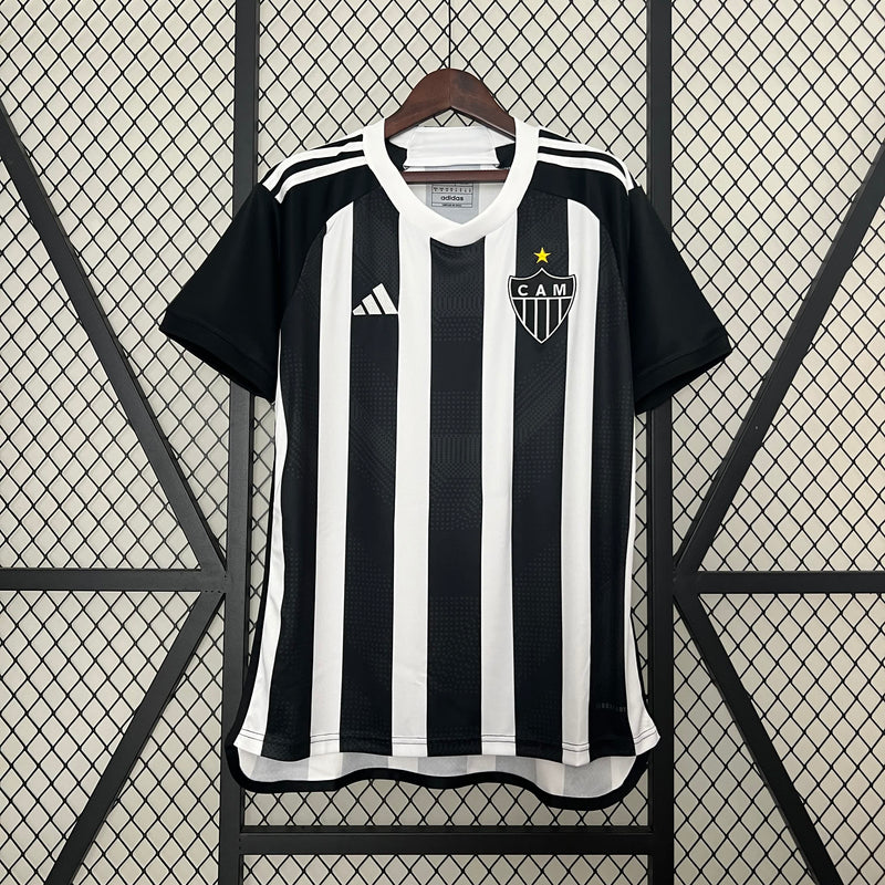 Camisa Atlético Mineiro Casa 24/25 Sem Patrocínios - Versão Torcedor Masculino - Adidas - Preto com Listras Brancas