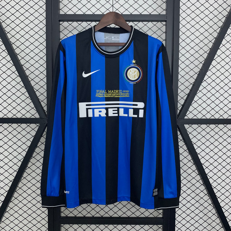 Camisa da FInal da Champions League 2010 Retro de Manga Longa da Inter de Milão