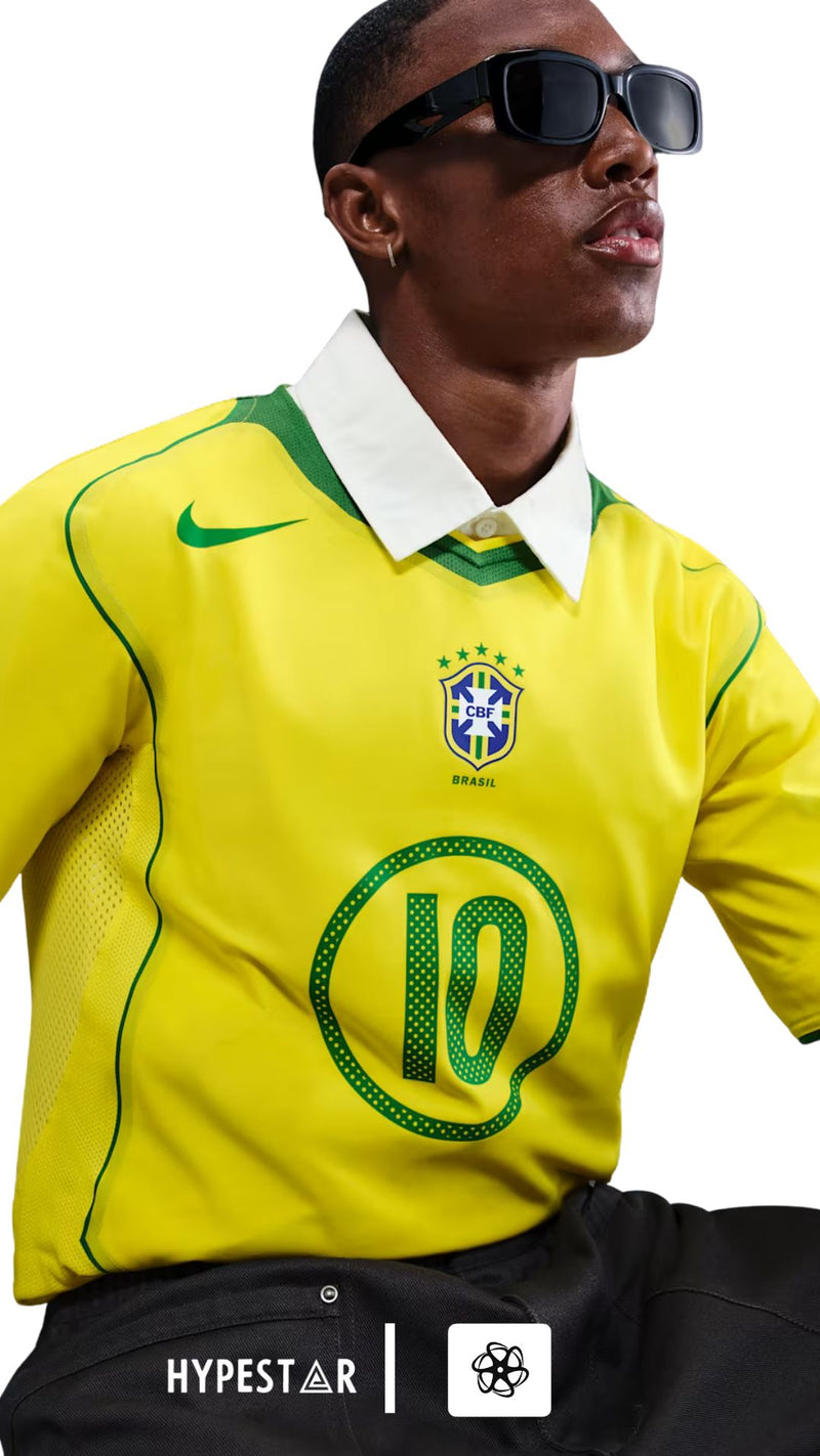 Camisa de futebol réplica masculina da Nike Retro 2004Brasil