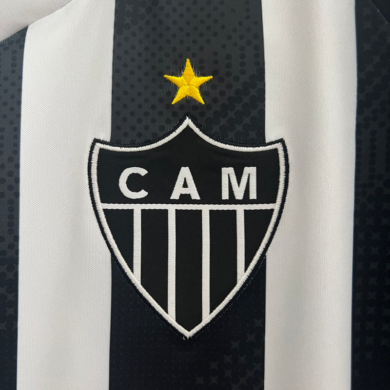 Camisa Atlético Mineiro Casa 24/25 Sem Patrocínios - Versão Torcedor Masculino - Adidas - Preto com Listras Brancas